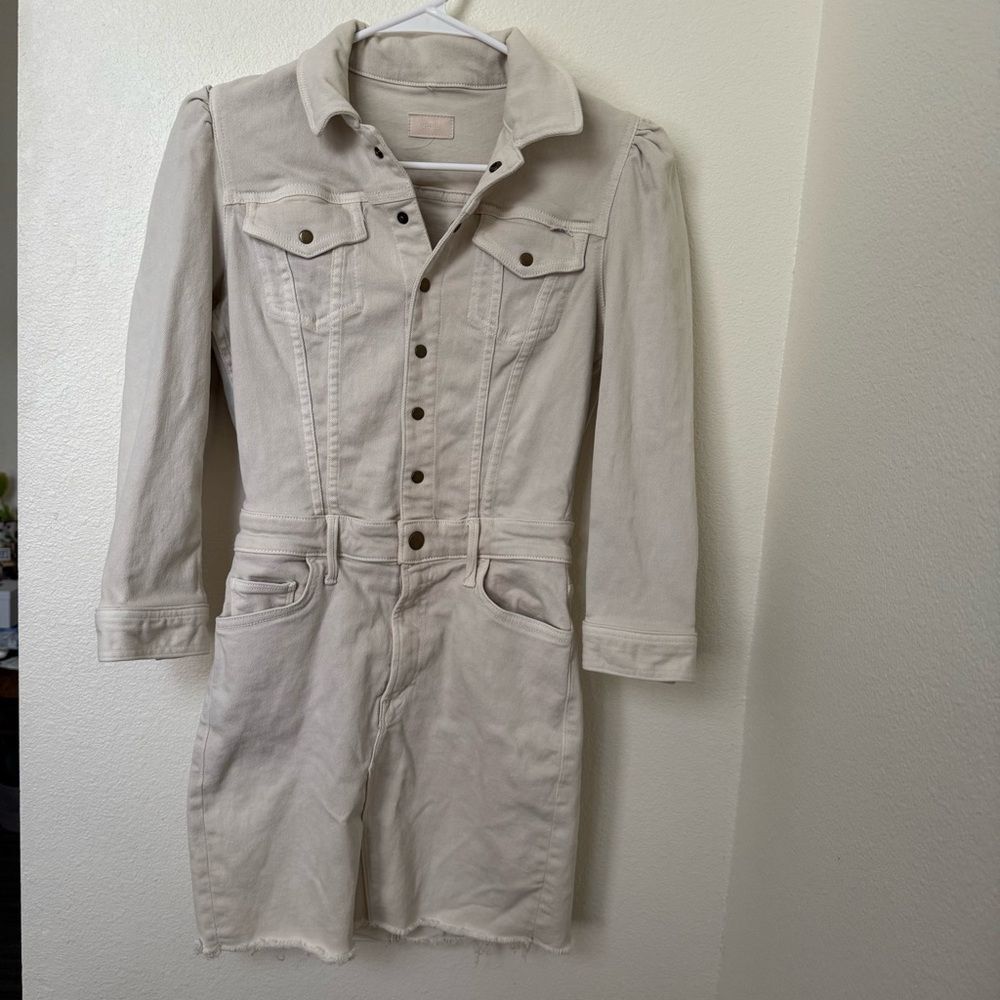 MOTHER Off-White Denim Mini Dress - Picture 5 of 9